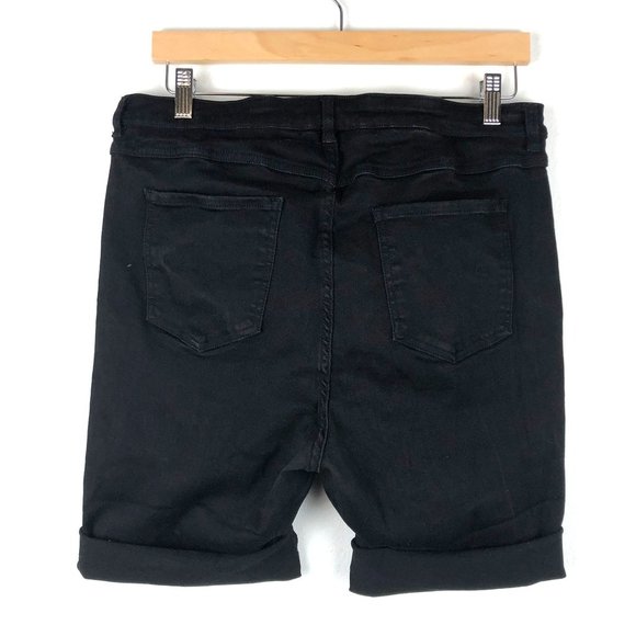 Universal Standard High-Rise Cut-Off Rolled Cuff Bermuda Shorts Black 18 - Picture 4 of 13